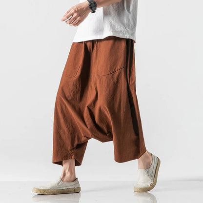 2023 Summer Men Plus Size Casual Harem Pants Vintage Loose Cotton Linen Wide Leg Pants Men Elastic Waist Pantalones Trousers - Shoppingstore25Shoppingstore25172591263;20251127;1764254257kodLcHf47e6c2f5e5c4019901c27beed70fd69e