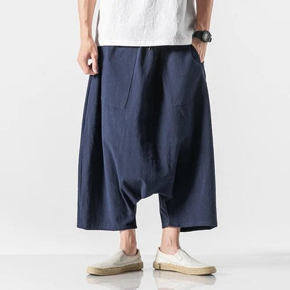 2023 Summer Men Plus Size Casual Harem Pants Vintage Loose Cotton Linen Wide Leg Pants Men Elastic Waist Pantalones Trousers - Shoppingstore25Shoppingstore25172591264;20251127;1764254257c7FybH176fe0aff7c24b918d4ebc1648c1395eD