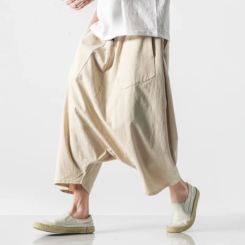 2023 Summer Men Plus Size Casual Harem Pants Vintage Loose Cotton Linen Wide Leg Pants Men Elastic Waist Pantalones Trousers - Shoppingstore25Shoppingstore25172591263;20251127;1764254257kodLcS0837db195ddf4abca4463274e4f5ba91E