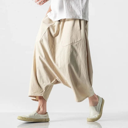 2023 Summer Men Plus Size Casual Harem Pants Vintage Loose Cotton Linen Wide Leg Pants Men Elastic Waist Pantalones Trousers - Shoppingstore25Shoppingstore25172591263;20251127;1764254257kodLcS0837db195ddf4abca4463274e4f5ba91E