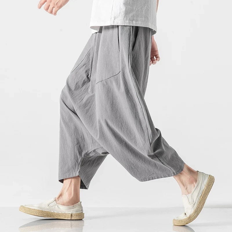2023 Summer Men Plus Size Casual Harem Pants Vintage Loose Cotton Linen Wide Leg Pants Men Elastic Waist Pantalones Trousers - Shoppingstore25Shoppingstore25172591263;20251127;1764254257kodLcSd12cd315d3a1460caa70f5dd9abefcdap