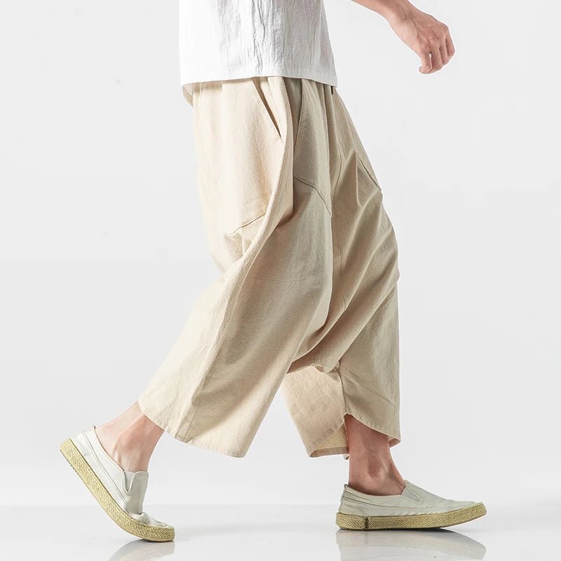 2023 Summer Men Plus Size Casual Harem Pants Vintage Loose Cotton Linen Wide Leg Pants Men Elastic Waist Pantalones Trousers - Shoppingstore25Shoppingstore25172591263;20251127;1764254257kodLcSca744721a7d942668e4e5b9a0a92974bT