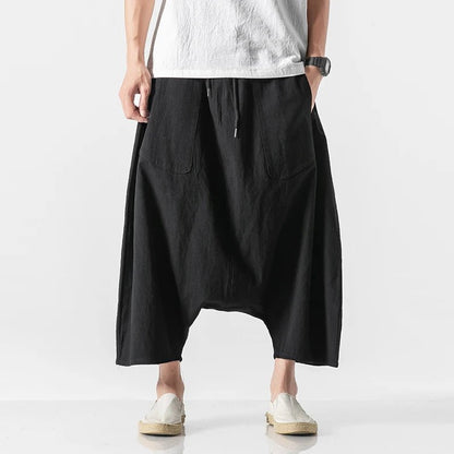2023 Summer Men Plus Size Casual Harem Pants Vintage Loose Cotton Linen Wide Leg Pants Men Elastic Waist Pantalones Trousers - Shoppingstore25Shoppingstore25172591263;20251127;1764254257kodLcH7b28022d84d645baa15d0768f658e8c5N
