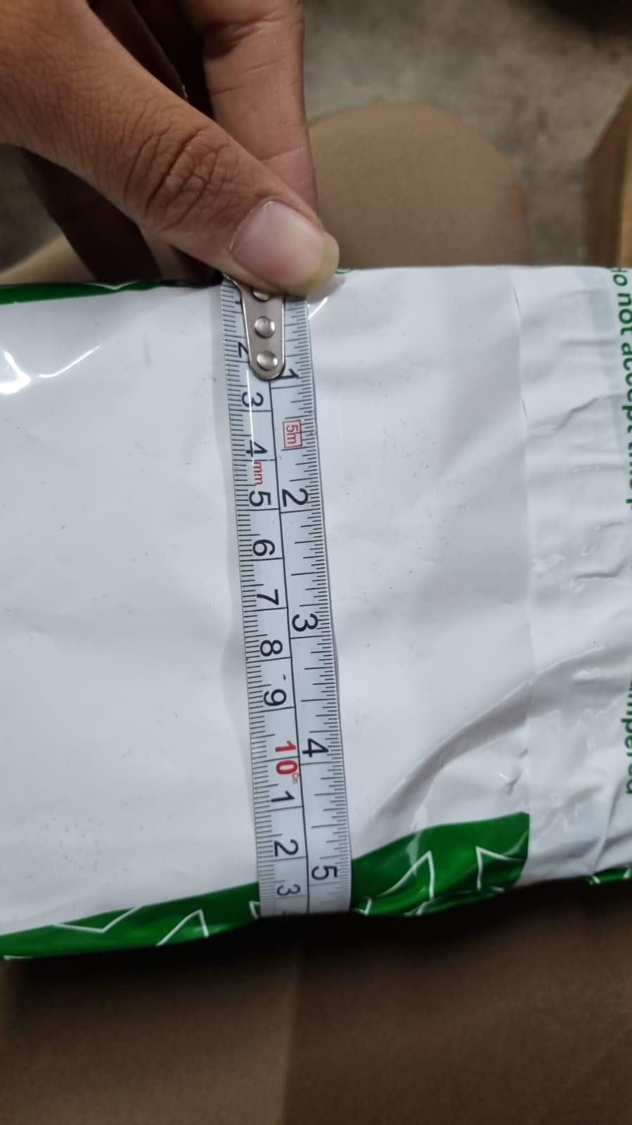 Ganesh Crystal LED Lamp - Shoppingstore25Shoppingstore258121759318A hand measures a white and green plastic - wrapped package at about 5 inches wide—perfect for securely packing a Ganesh Crystal LED Lamp.